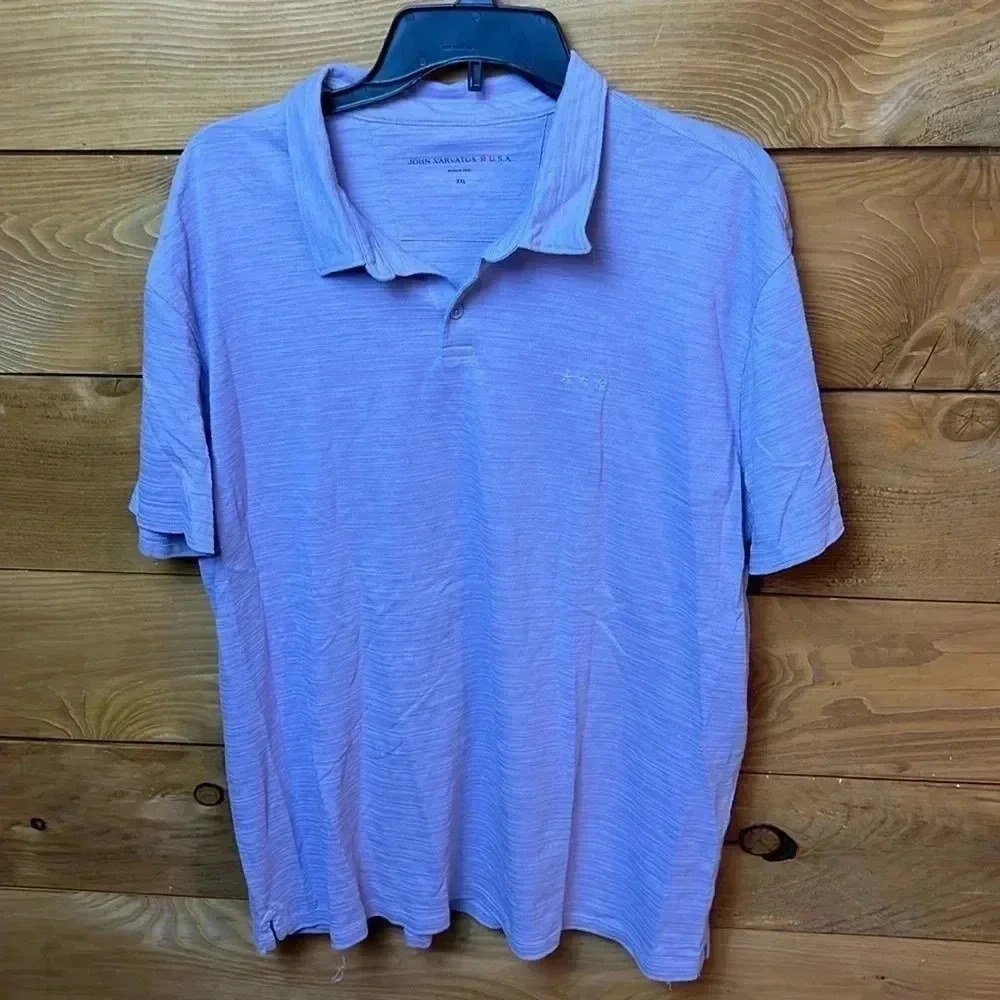 John Varvatos men’s ‎ short sleeve Polo Lg Golf light Violet cotton pickle ball